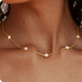Elegant Four-Leaf Flower Zircon Chain Necklace for Women - Lucky Jewelry