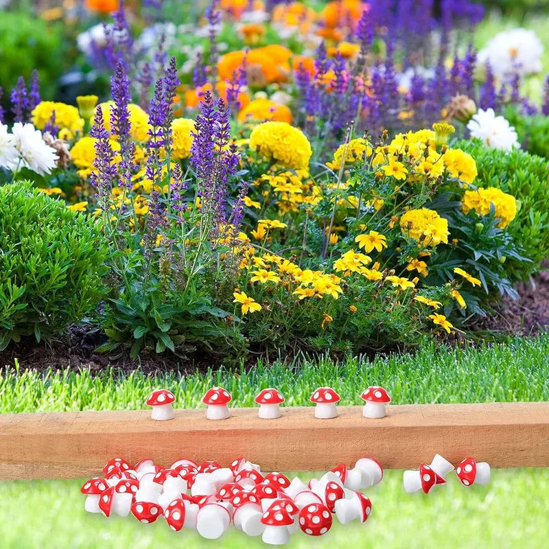 Mini Resin Mushroom Garden Figurines - 50 Pcs Tiny Decorative Miniatures for Micro Gardens & Terrariums