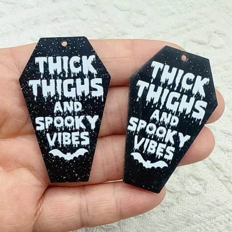 10Pcs Acrylic Halloween Charms Coffin Jewelry Findings for DIY Earrings & Pendants