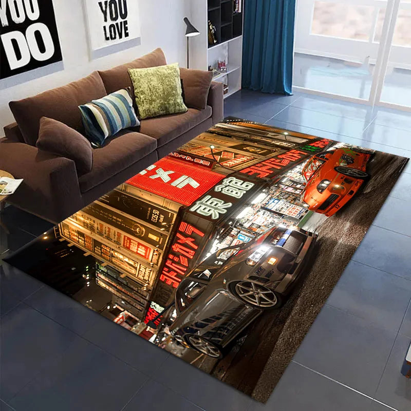 Car Skyline GTR R34 Floor Carpet Rug Non-Slip Home Decor for Living Room
