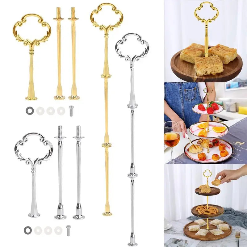 2/3 Tier Cake Plate Stand Handle Hardware Set for Wedding Party Cake Display