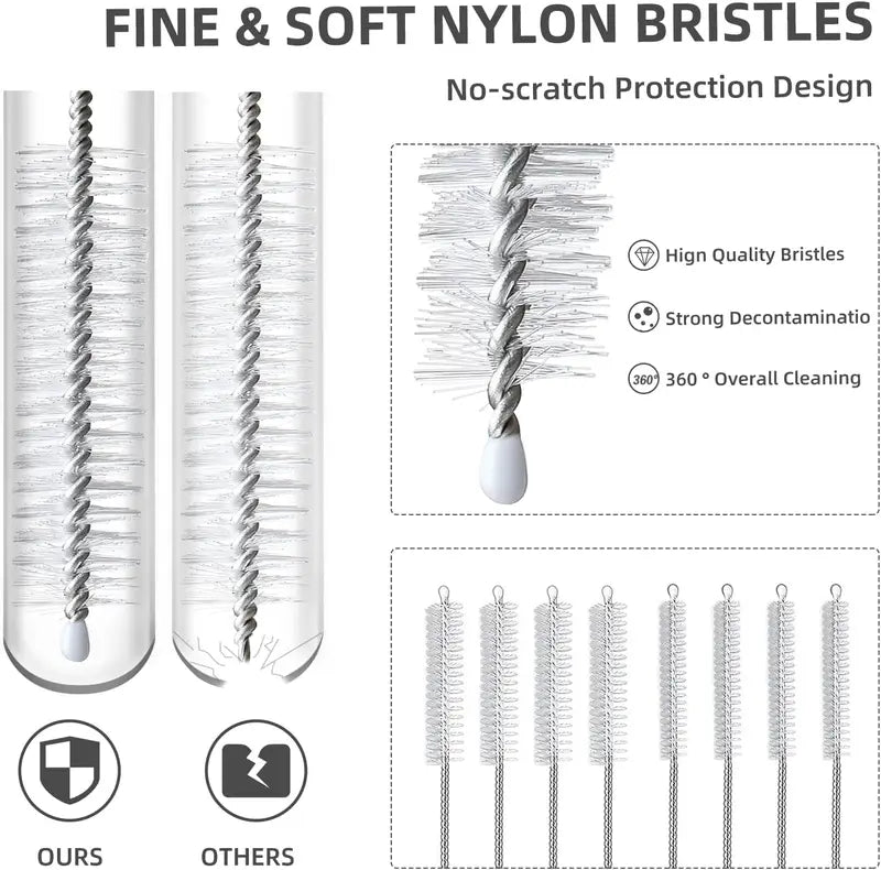 8-Pack Long Straw Cleaning Brushes for Bottles, Cups & Hummingbird Feeders