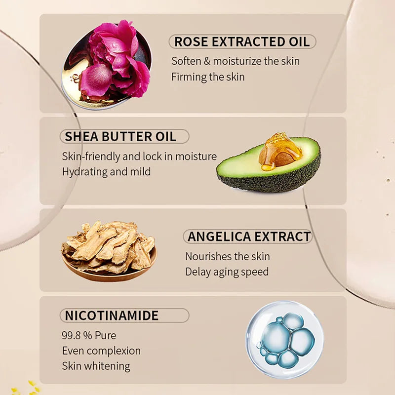 Vitamin C Brightening Body Lotion for Women - Moisturizing & Anti-Spot Cream with Niacinamide & Rose Oil