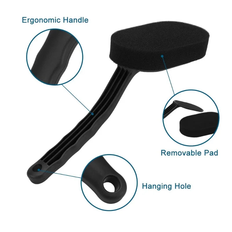 Car Tire Wheel Cleaning Brush with Long Handle Sponge for Waxing & Polishing