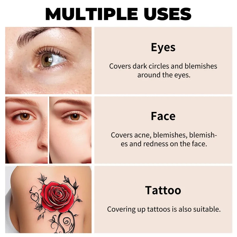 Waterproof Full Coverage Tattoo and Scar Concealer for All Skin Tones - Natural Finish Foundation