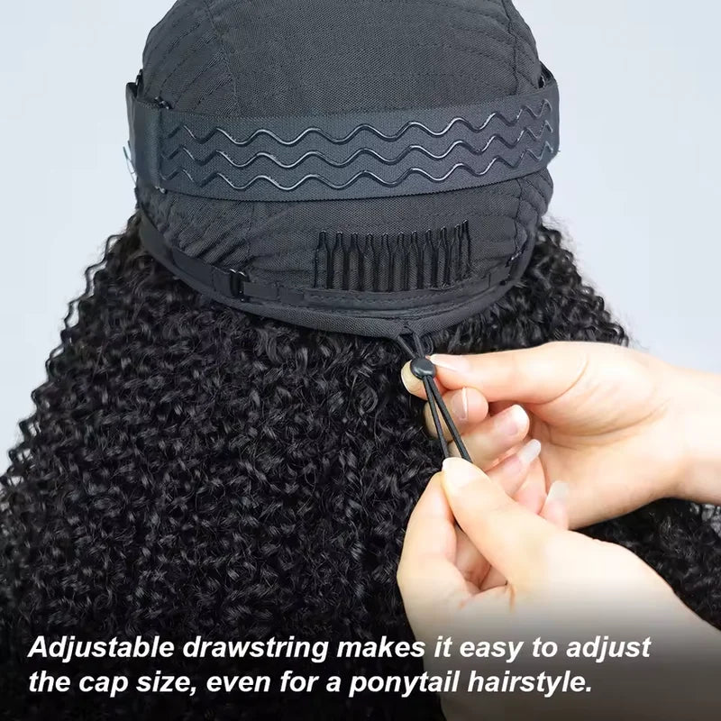 3-in-1 Curly Half Wig with Drawstring Clip-Ins, Kinky Textured, 200% Density