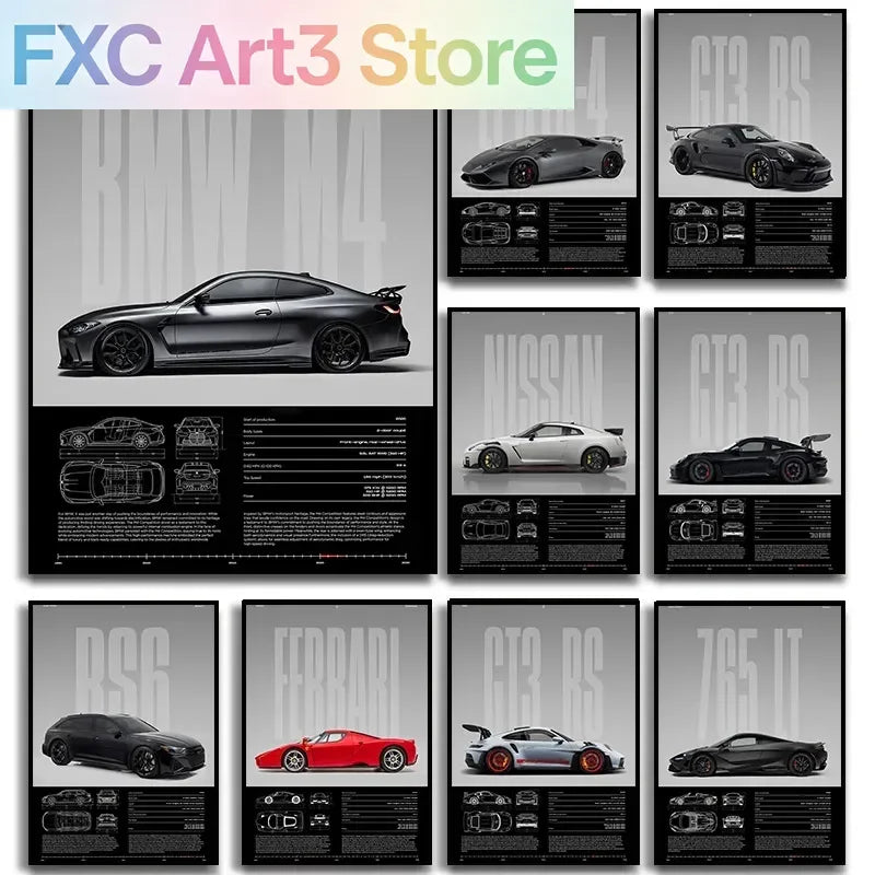 Classic Car Wall Art Canvas Print – Modern Automotive Home Decor