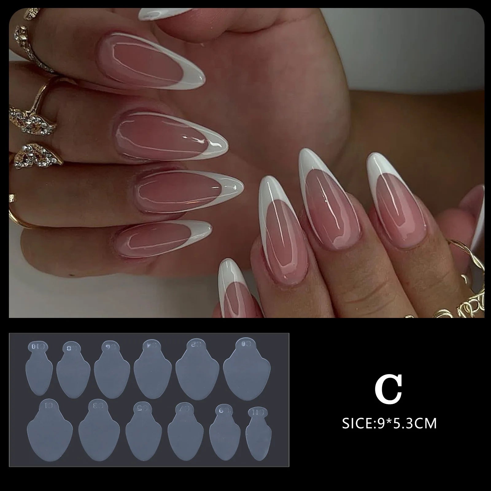 12 Pieces Crystal Nail Molds French Nail Stickers Reusable for Manicure Extension