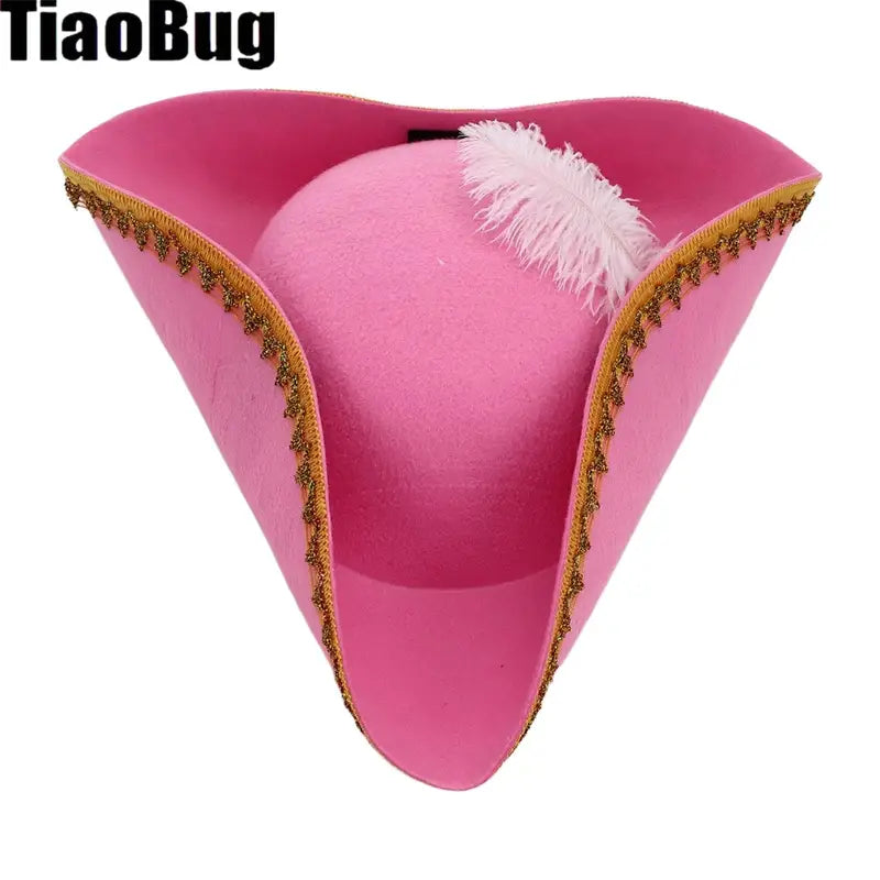 Pirate Costume Hat with Metallic Brim for Halloween Cosplay & Masquerade