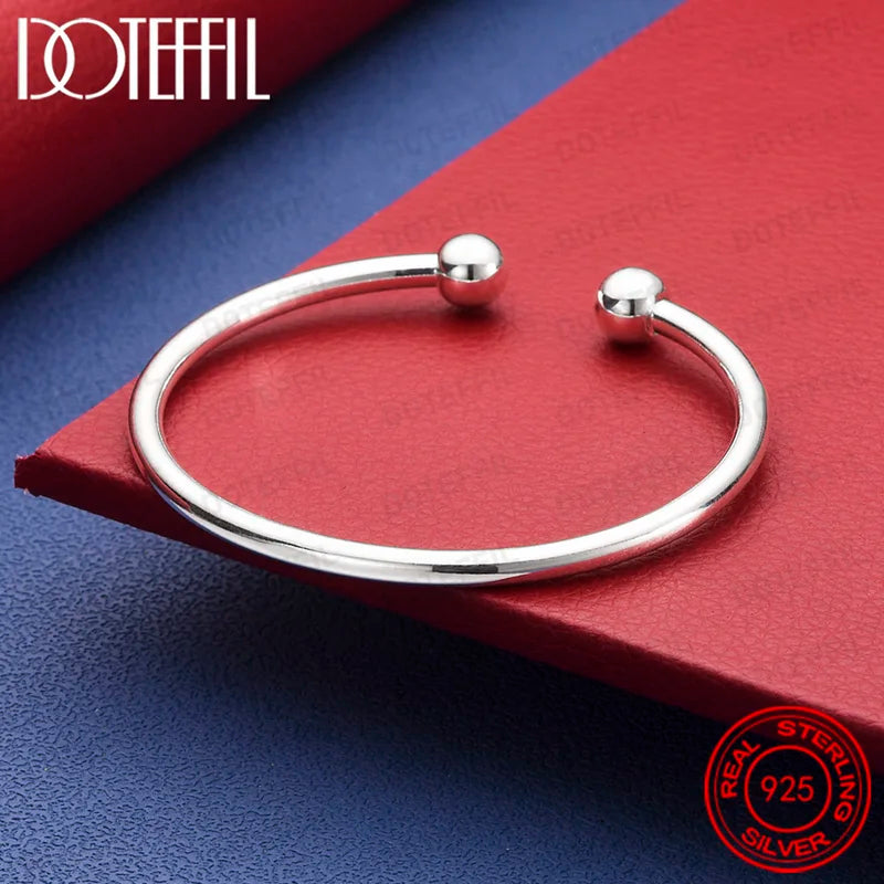925 Sterling Silver Bead Bracelet for Men Women Wedding Engagement Jewelry