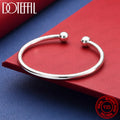 925 Sterling Silver Bead Bracelet for Men Women Wedding Engagement Jewelry