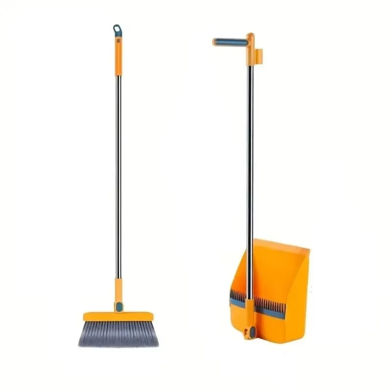 3-in-1 Magnetic Broom Dustpan Set with Rotatable Folding Design for Home Cleaning