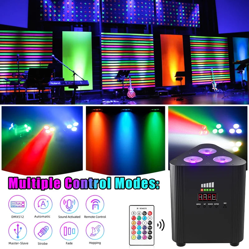 Wireless RGB Stage Par Light 12W LED Uplight for DJ Wedding Party