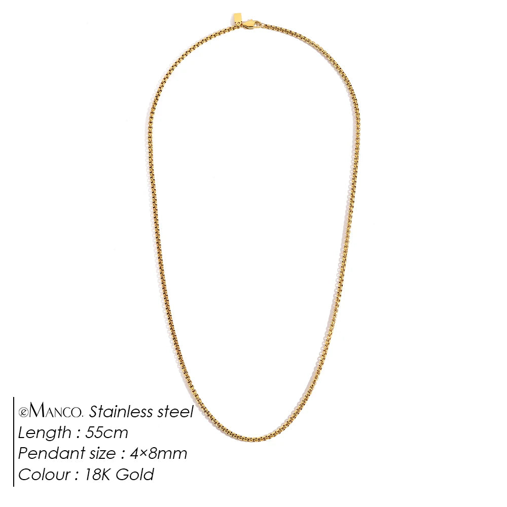 Minimalist Stainless Steel Necklace Box Chain Men & Women Jewelry