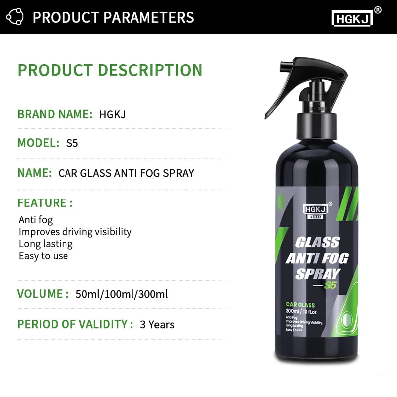 Car Anti-Fog Spray Liquid for Windshield & Glass - Rainproof Water Repellent