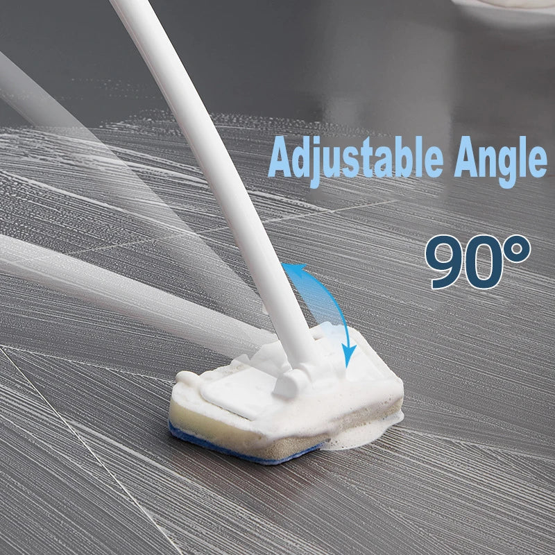 Multi-Functional Bathroom Cleaning Brush with Long Handle and Removable Sponge - Floor & Tile Scrubber