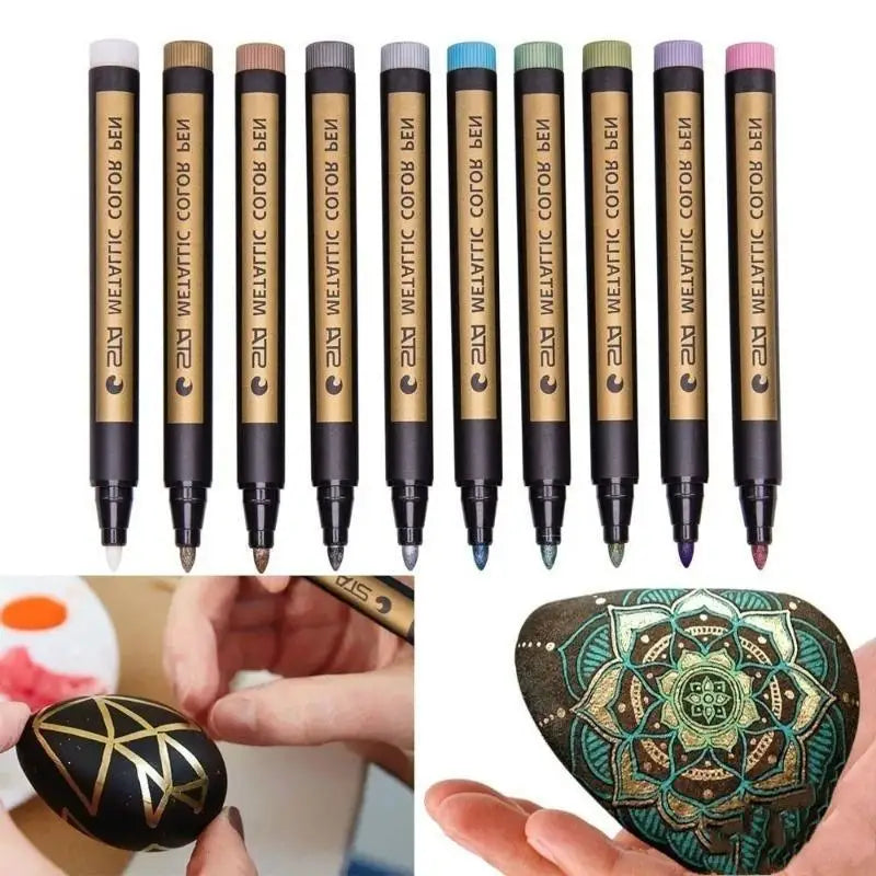 Metal Marker Paint Pen Set for Art & Craft - Permanent, Water-Based, Quick-Dry