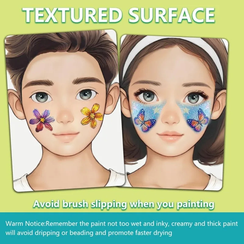 2pcs Reusable Face Painting Practice Boards A4 - Colorful Makeup Templates