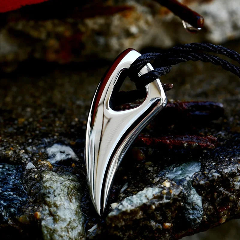 Viking Wolf Tooth Pendant Necklace with Stainless Steel Chain - Rock Hip Hop Jewelry