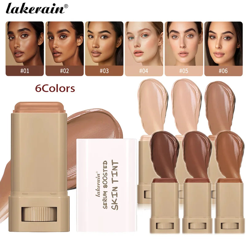 Skin Tint Foundation Stick with Serum Boost, 6 Colors, Hydrating & High Coverage
