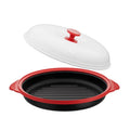 Microwave Crisper Pan & Grill Set with Glass Lid - Fry, Brown, Crisp - Microwave-Safe Cookware