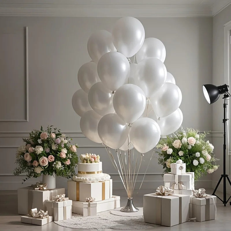 Party Balloons Set - Pearl White Latex Balloons for Wedding Birthday Baby Shower Decorations