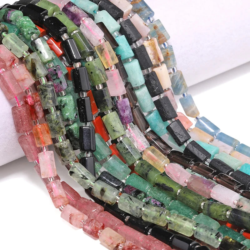 Natural Gem Beads Assortment - Garnet Amazonite Tourmaline 8-11mm Irregular Beads for Jewelry Making