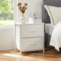 Multipurpose Nightstand with 2 Fabric Drawers - Wooden Top Storage Cabinet