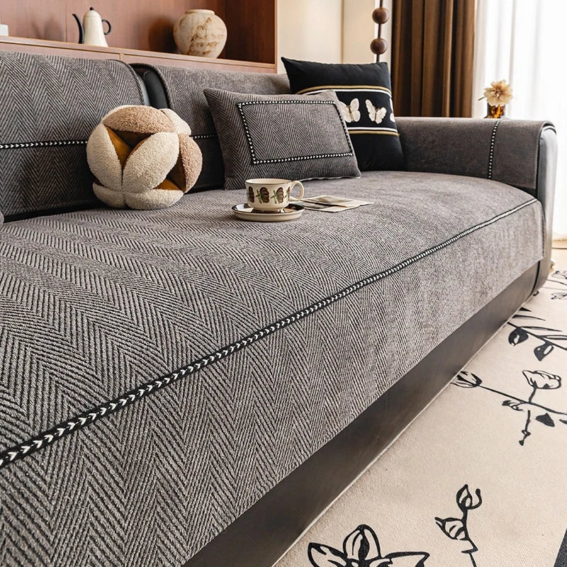 All-Season Anti-Slip Chenille Sofa Cover for Living Room - Washable & Decorative