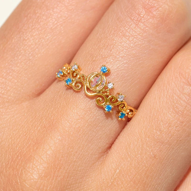 Princess Cubic Zircon Ring for Women Girls Open Design High-Quality Jewelry