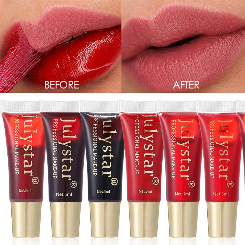 Long-Lasting Waterproof Lip Gloss with Peel Off Mask - 6 Colors