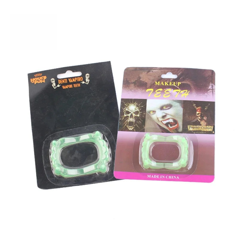 Halloween Vampire Fangs Glow-in-the-Dark Teeth Set for Prank and Costume