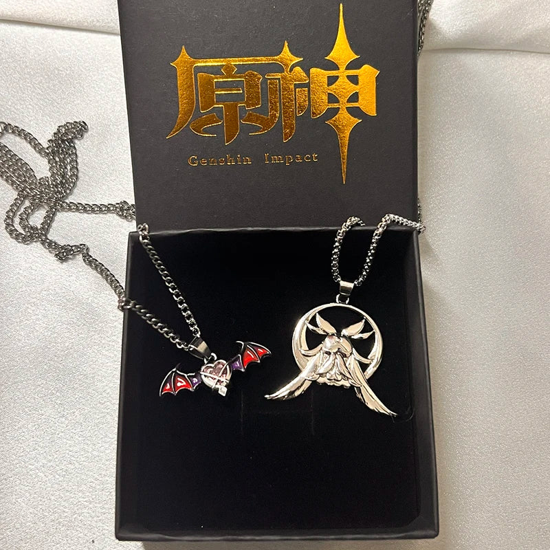 Genshin Impact Columbina Durin Cosplay Pendant Anime Dragon Wings Heart Chain Jewelry