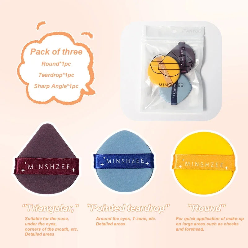 3 Pack Makeup Sponge Puffs - Soft Cotton Face Foundation Blenders