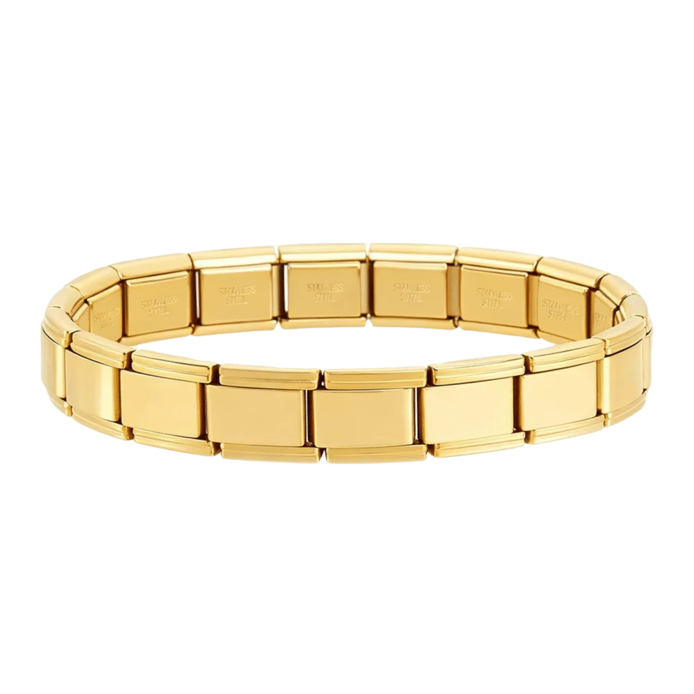 Stretchable Italian Chain Link Bracelet 9mm Modular Stainless Steel Jewelry