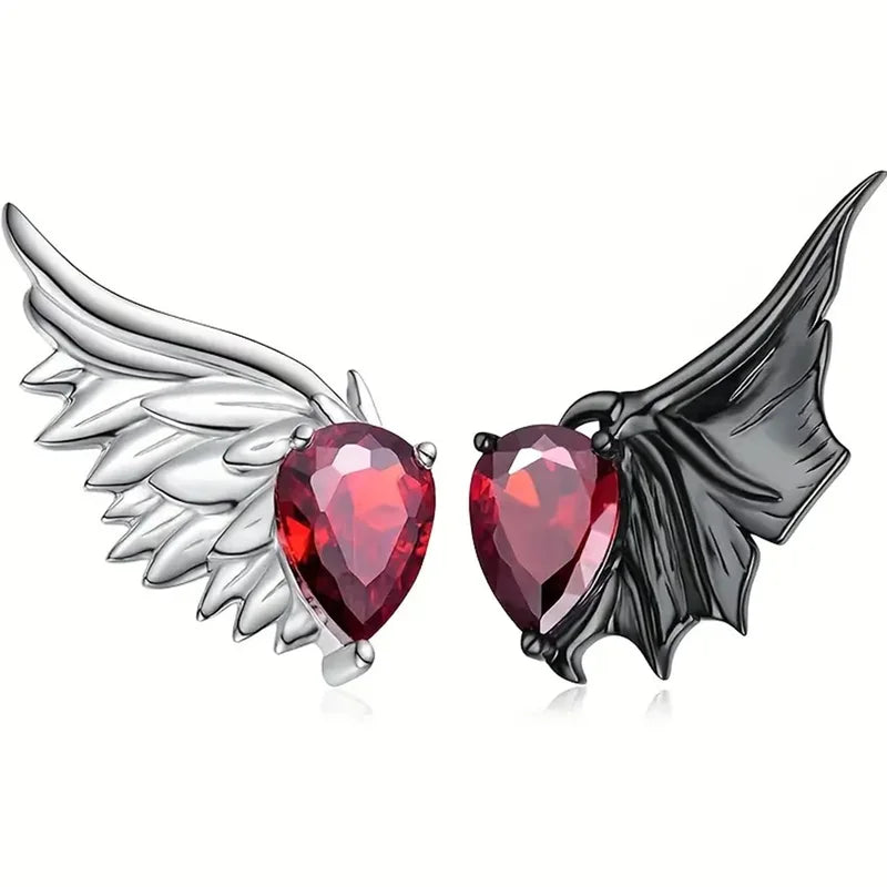 Creative Halloween & Easter Palm Heart Earrings with Skull Angel Wings - Multiple Colors