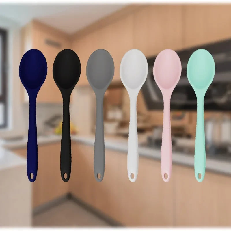 3pcs Silicone Soup Spoons Kitchen Mixing Ladles Non-Slip Cooking Utensils