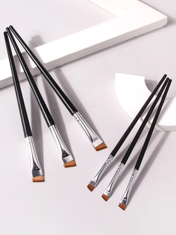 6 Pcs Fine Eye Makeup Brush Set for Eyeliner and Eyebrow Styling - High-End Cosmetic Tools