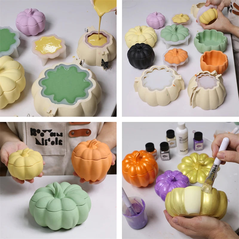 Halloween Pumpkin Candle Jar Molds for Concrete & DIY Home Decor