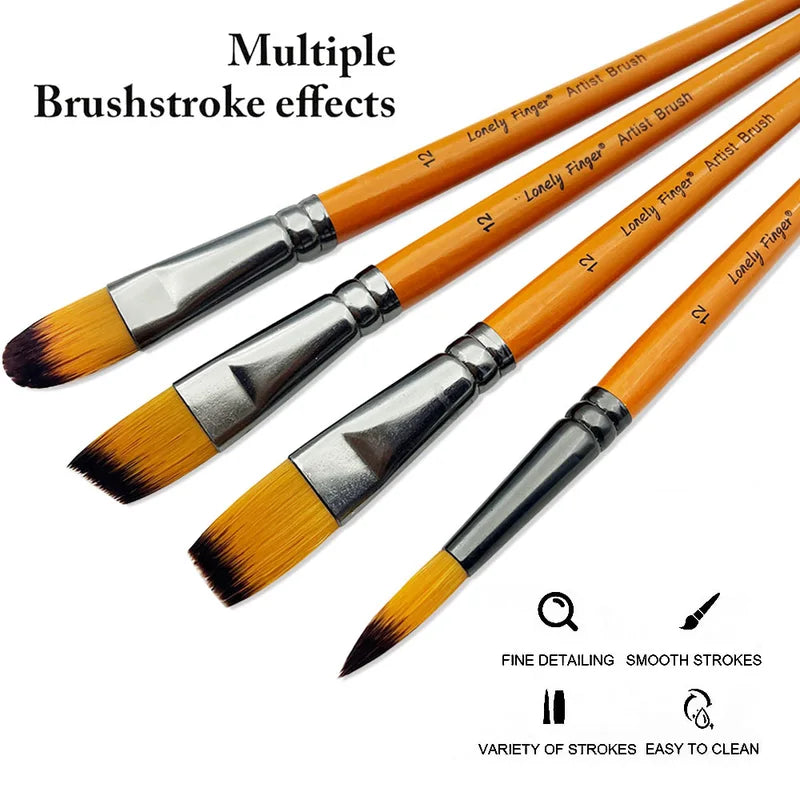 Artist Paint Brush Set - 6/24 Pcs Premium Nylon Hair Paintbrushes for Acrylic, Oil, Watercolor Painting