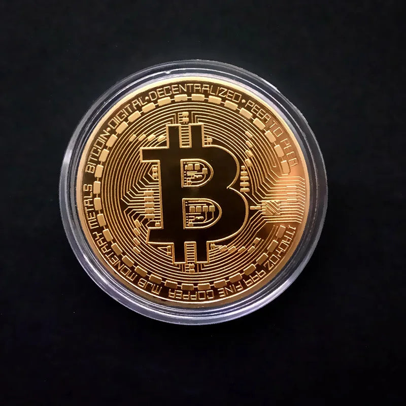 Gold Plated Bitcoin Coin Collectible Art Gift - Commemorative Metal Coin