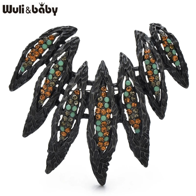 Vintage Rhinestone Wings Brooch Pins for Women | Geometric Metal Jewelry