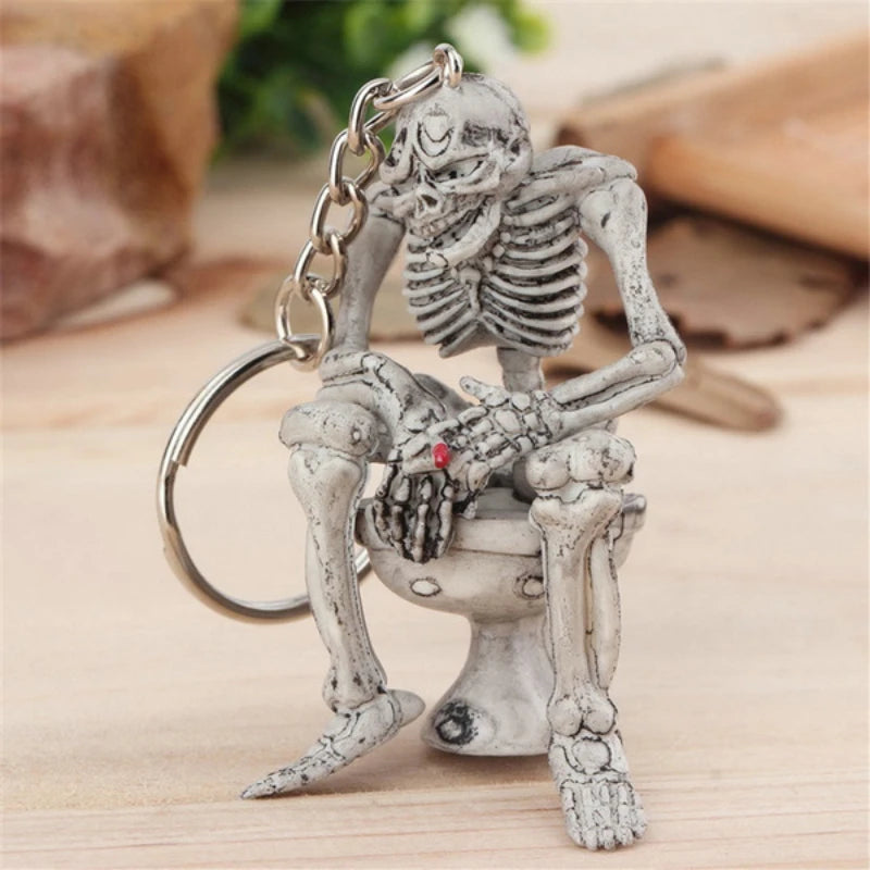 Skull Keychain Pendant Halloween Car Accessory PVC Scary Gift