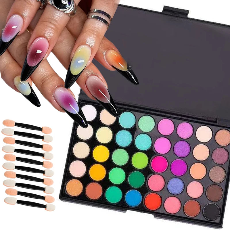 Bright High Saturation Nail Powder Palette | 40 Color Gradient Rubbing & Painting Pigments