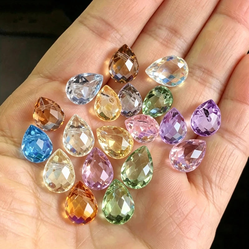 Colorful Czech Crystal Waterdrop Beads - Faceted DIY Jewelry Making Supplies