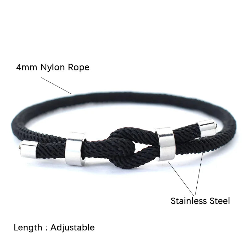 Adjustable Men’s Lucky Red Thread Bracelet with Stainless Steel Chain and Cord