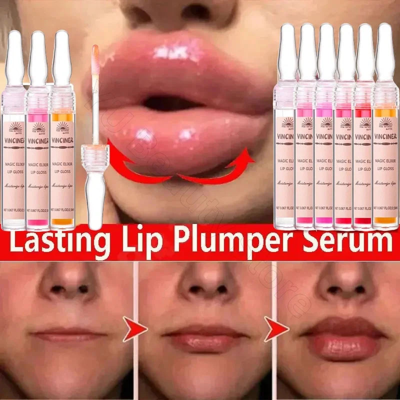6 Colors Lip Plumping Gloss with Instant Volume Hydrating Serum - Moisturizing Lip Oil