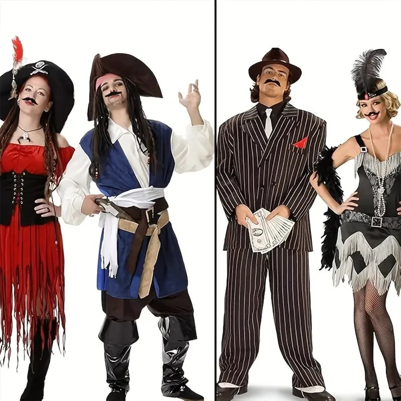 6 Pack Black Fake Beards for Pirates, Disguises & Costumes