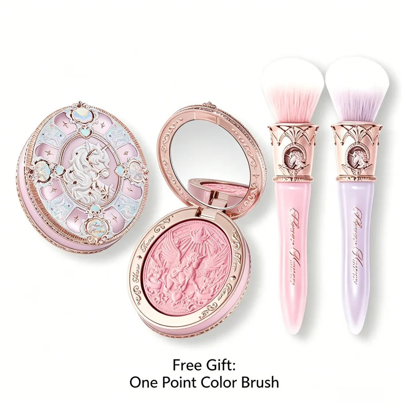 Unicorn Series Embossed Blush Face Makeup Palette with Free Brush - Random Color