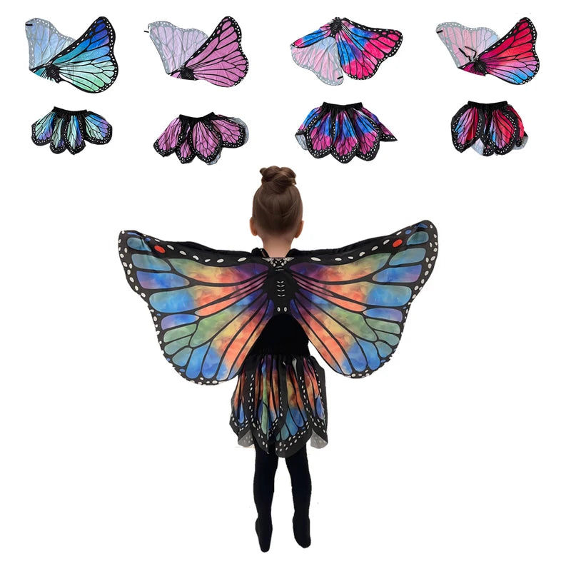 Kids Butterfly Costume with Fairy Wings for Girls Halloween Dress-Up